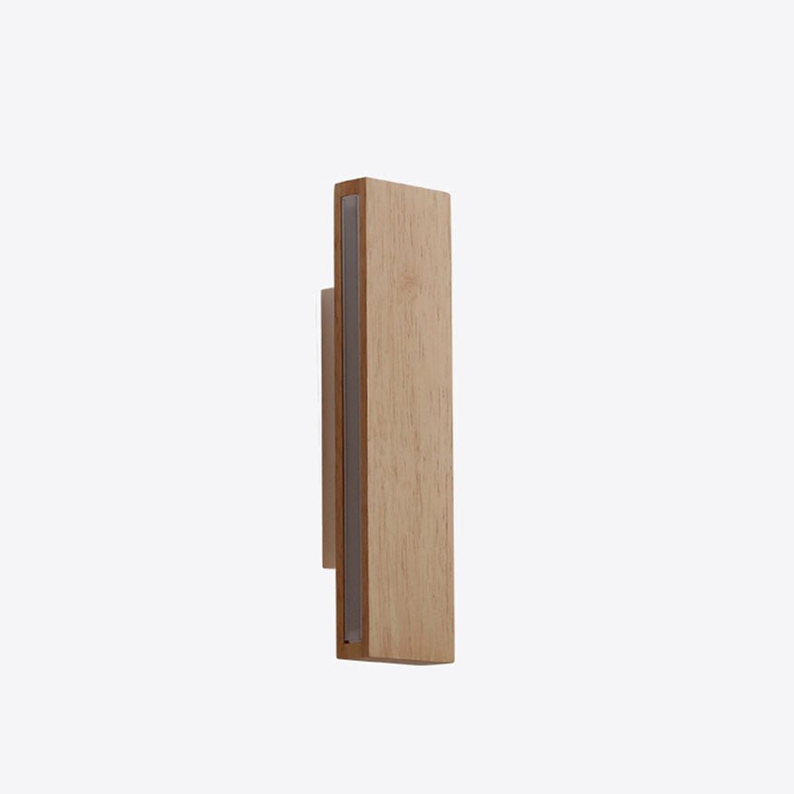 Natural Wood Finish Rectangular LED Wall Light 12 By 6 Inches | Temsk