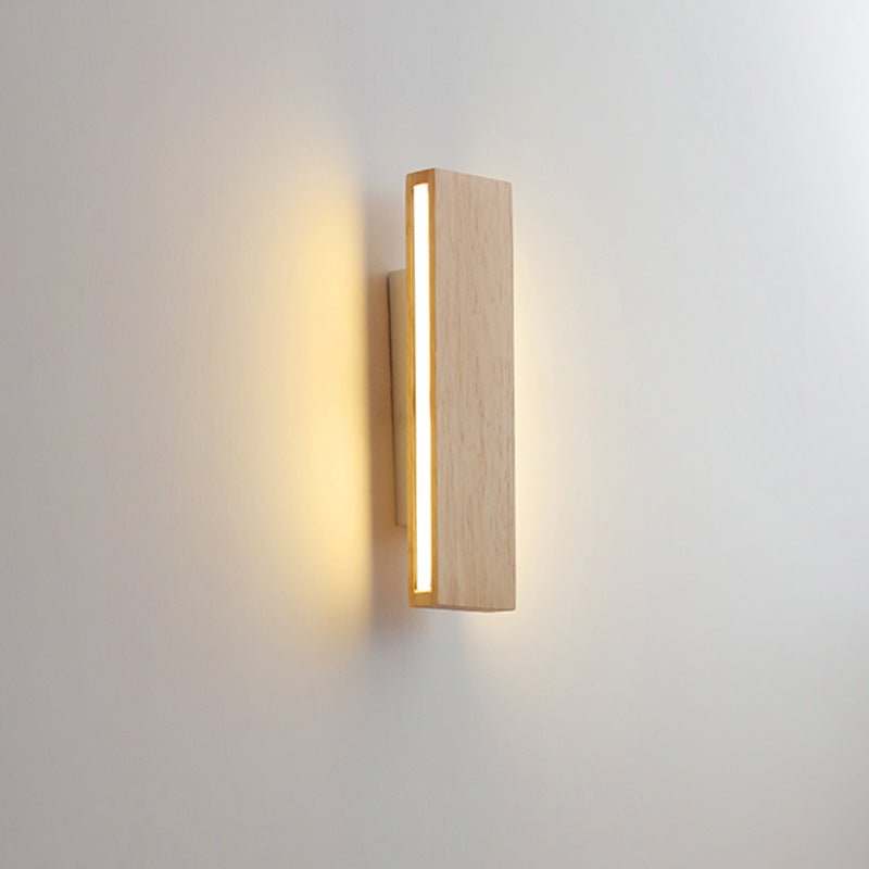 Natural Wood Finish Rectangular LED Wall Light 12 By 6 Inches | Temsk