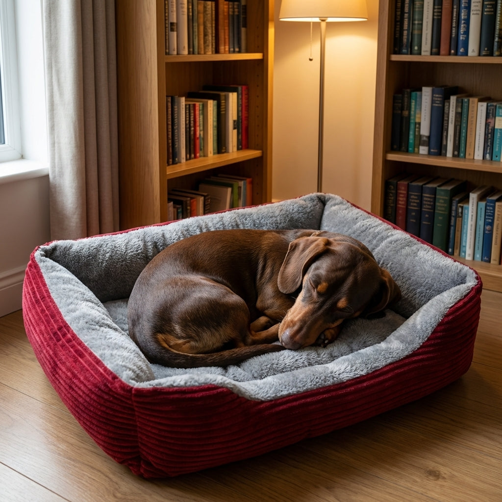 Rectangular Plush Dog And Cat Bed With Non-Slip Base And Machine Washable Cover | Temsk