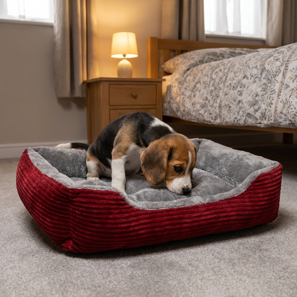 Rectangular Plush Dog And Cat Bed With Non-Slip Base And Machine Washable Cover | Temsk