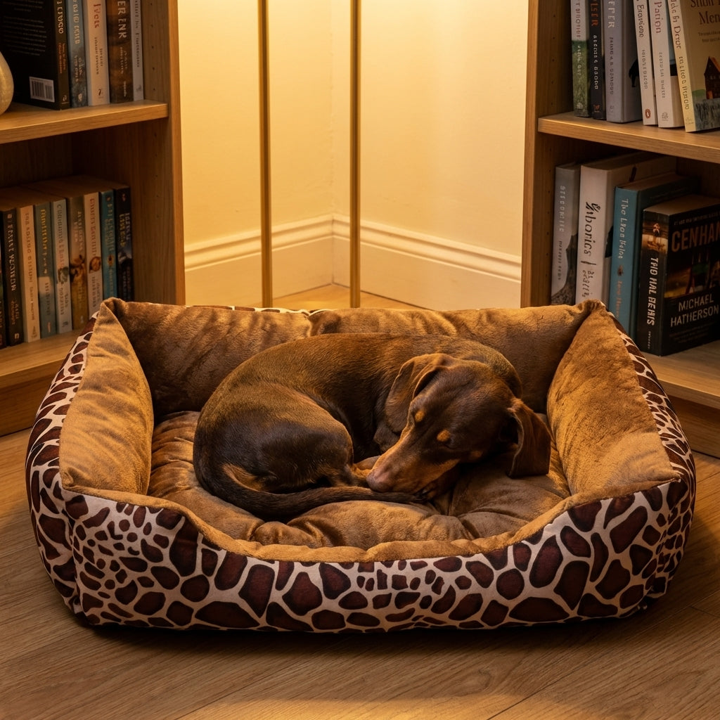 Rectangular Plush Dog And Cat Bed With Non-Slip Base And Machine Washable Cover | Temsk