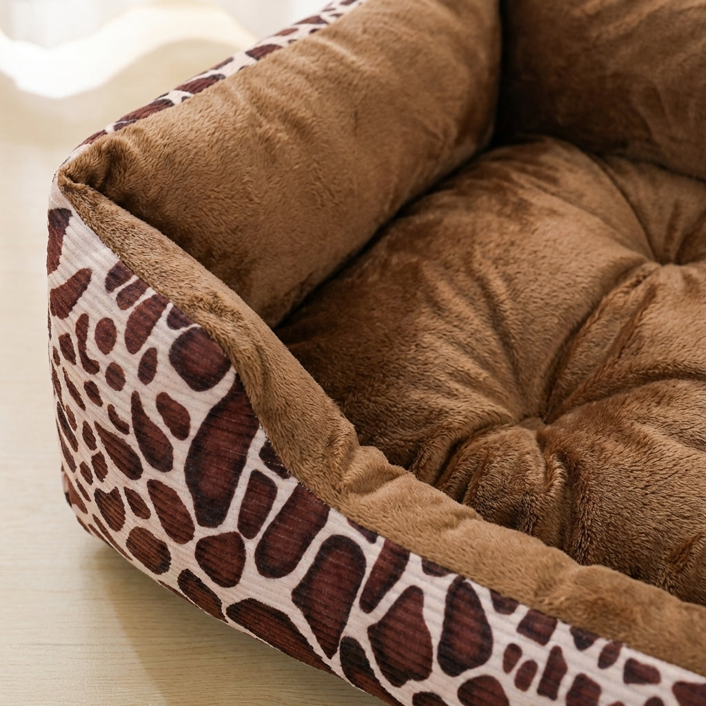 Rectangular Plush Dog And Cat Bed With Non-Slip Base And Machine Washable Cover | Temsk
