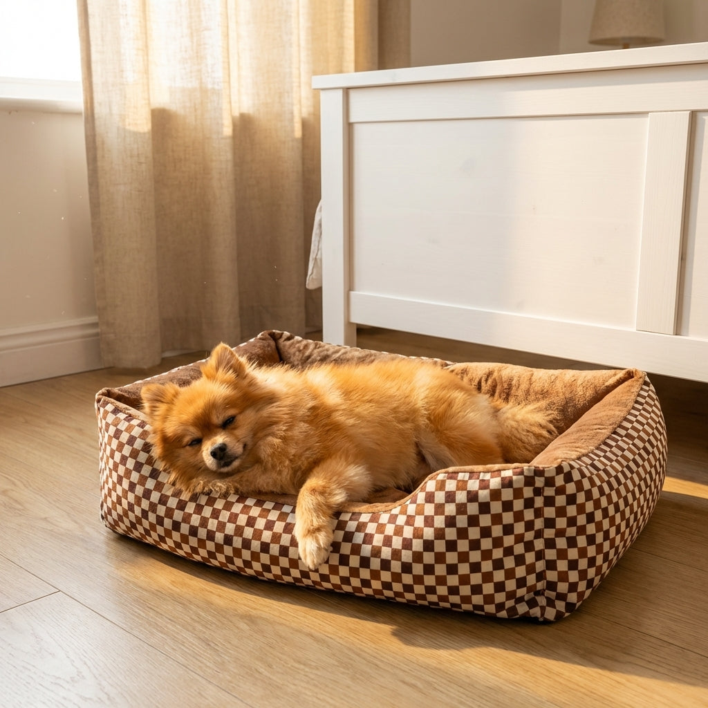 Rectangular Plush Dog And Cat Bed With Non-Slip Base And Machine Washable Cover | Temsk