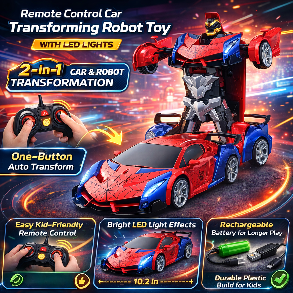 Remote Controlled Car Transforms Into Robot With LED Lights For Kids | Temsk