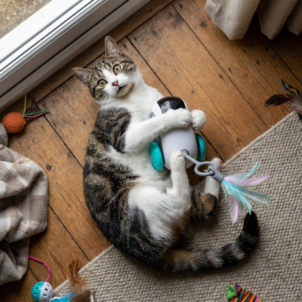 Remote Control Cat Toy With Feather Wand, Two Play Modes | Temsk
