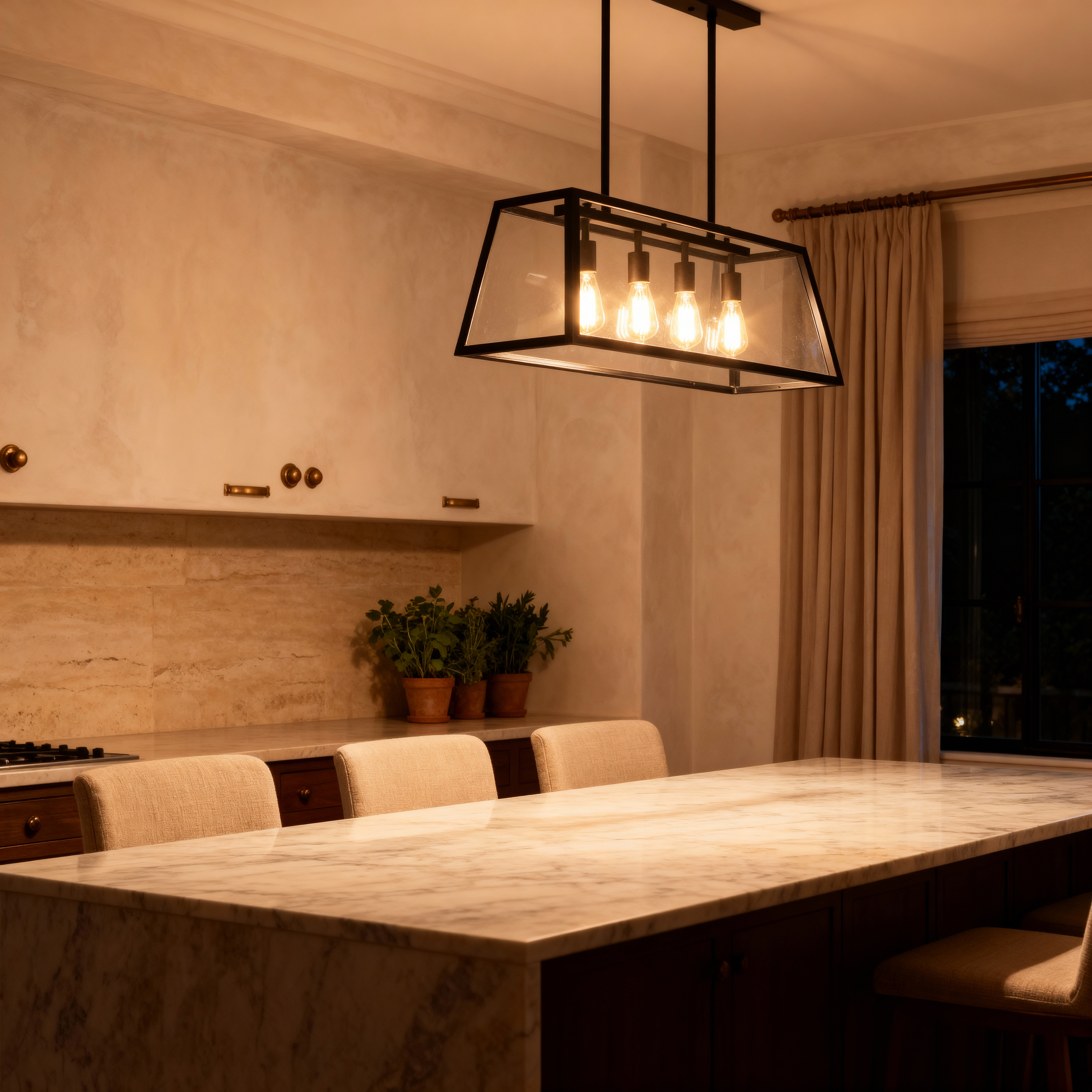 Astra Sleek Black Glass Kitchen Pendant Light Fixture | Temsk