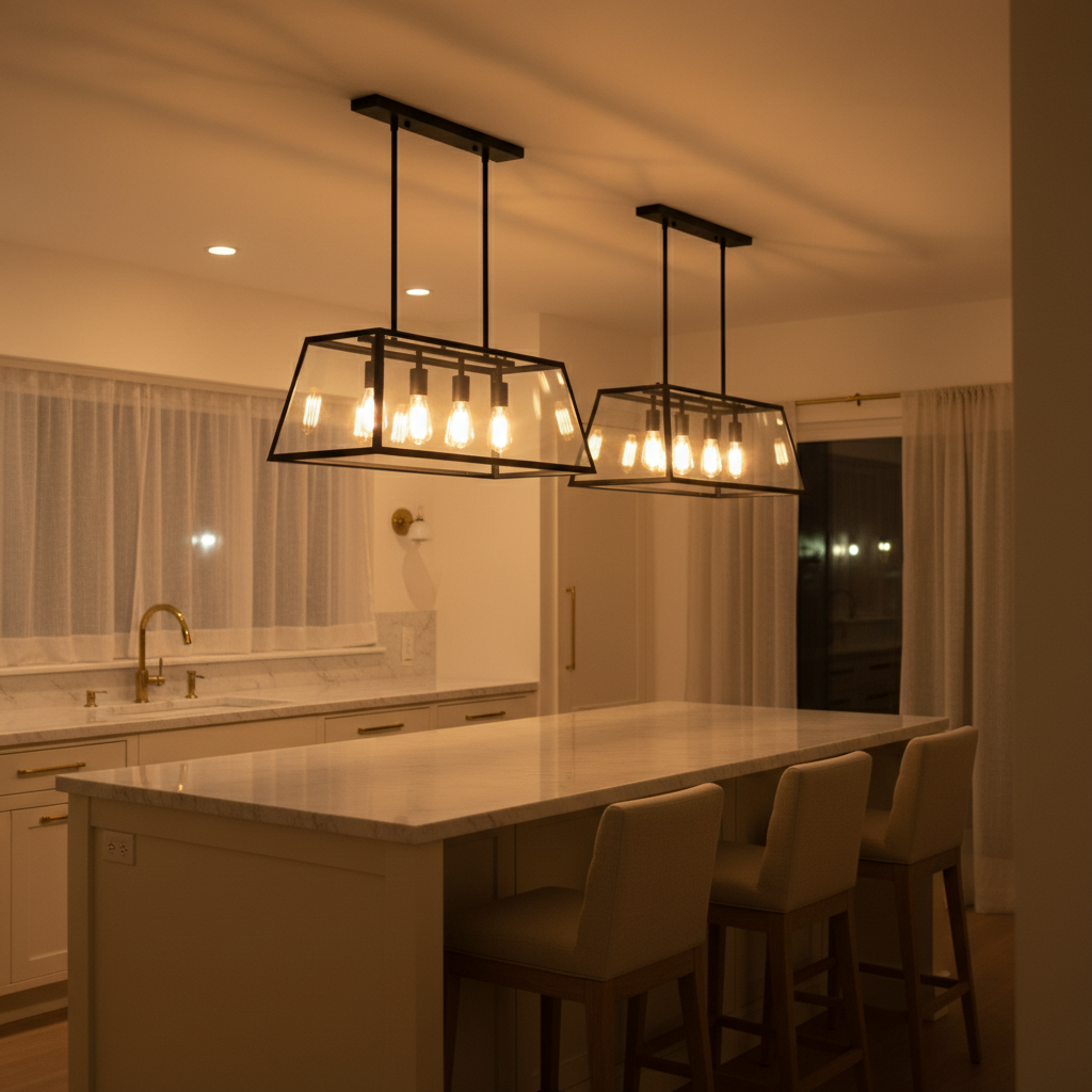 Astra Sleek Black Glass Kitchen Pendant Light Fixture | Temsk