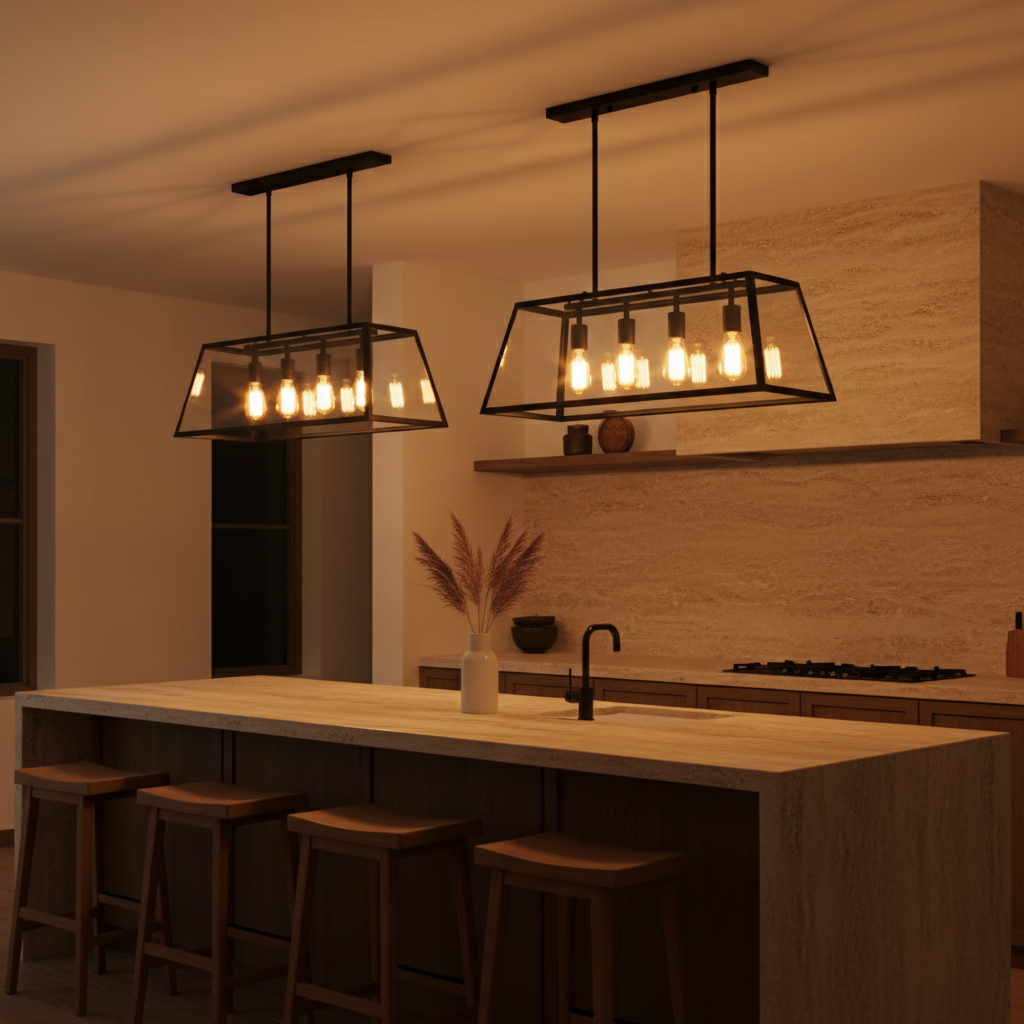 Astra Sleek Black Glass Kitchen Pendant Light Fixture | Temsk