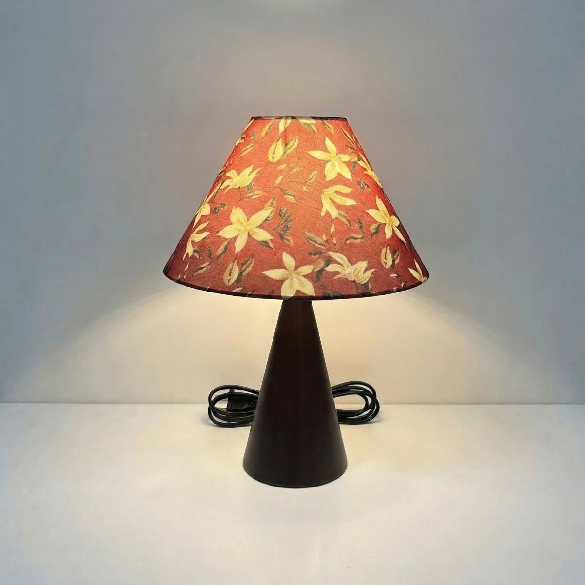 Vintage Fabric Table Lamp With Shade, 14 Inches Tall | Temsk
