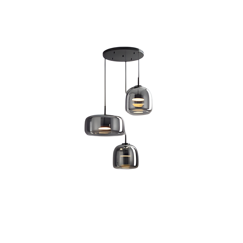 Integrated LED Smoked Glass Multi Pendant Light Fixture | Temsk