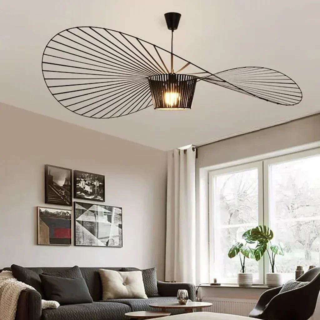 Hat-Shaped Ribbed Metal Pendant Light Fixture, 12 Inches | Temsk