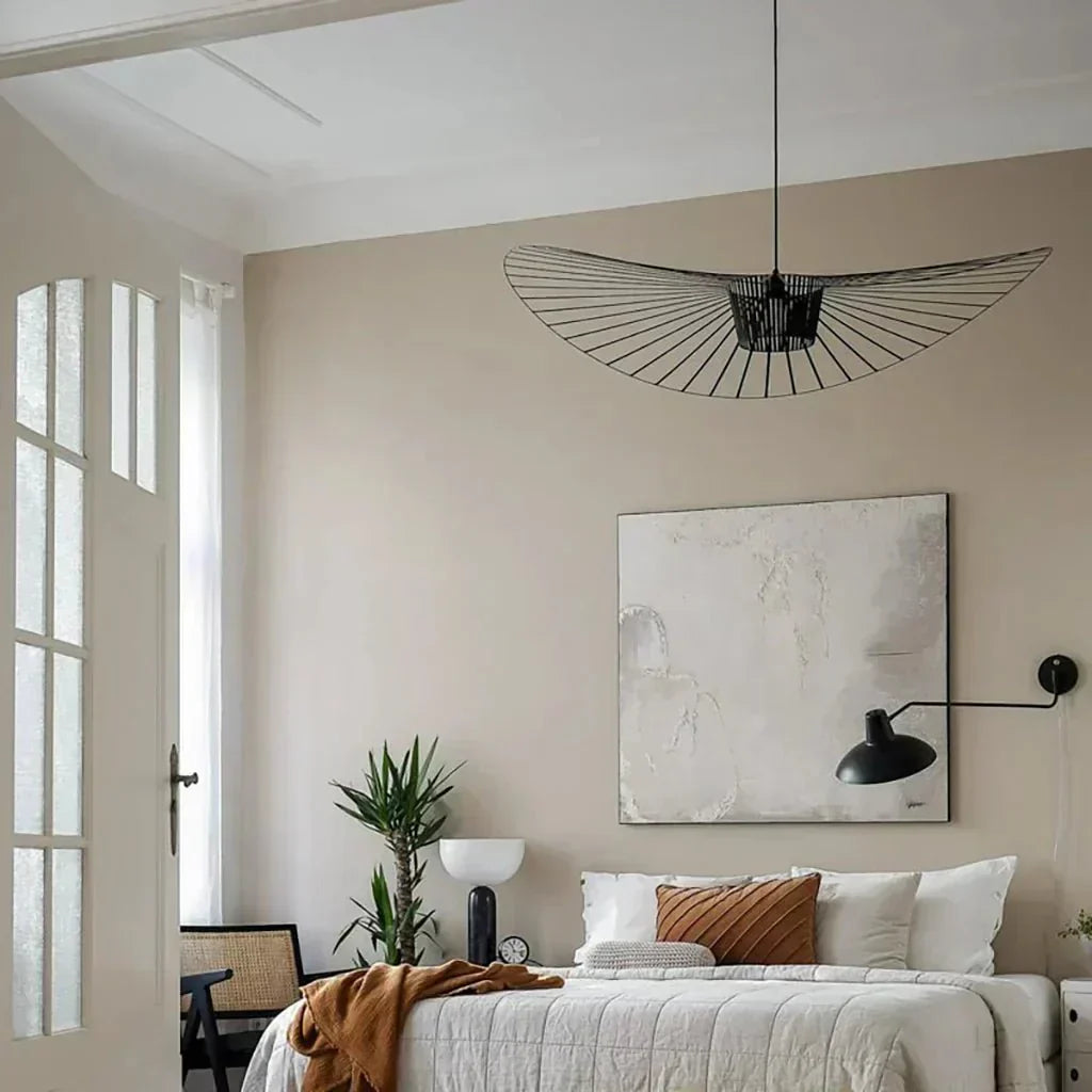 Hat-Shaped Ribbed Metal Pendant Light Fixture, 12 Inches | Temsk