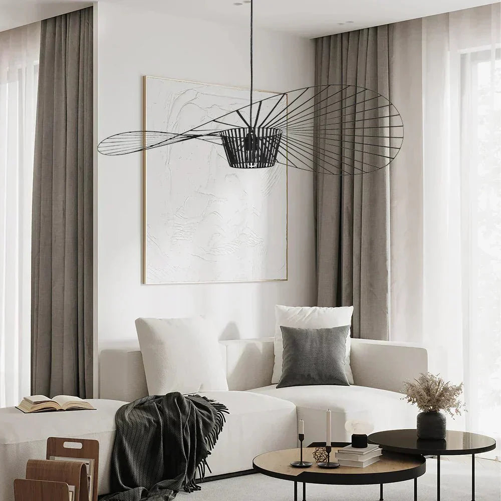 Hat-Shaped Ribbed Metal Pendant Light Fixture, 12 Inches | Temsk
