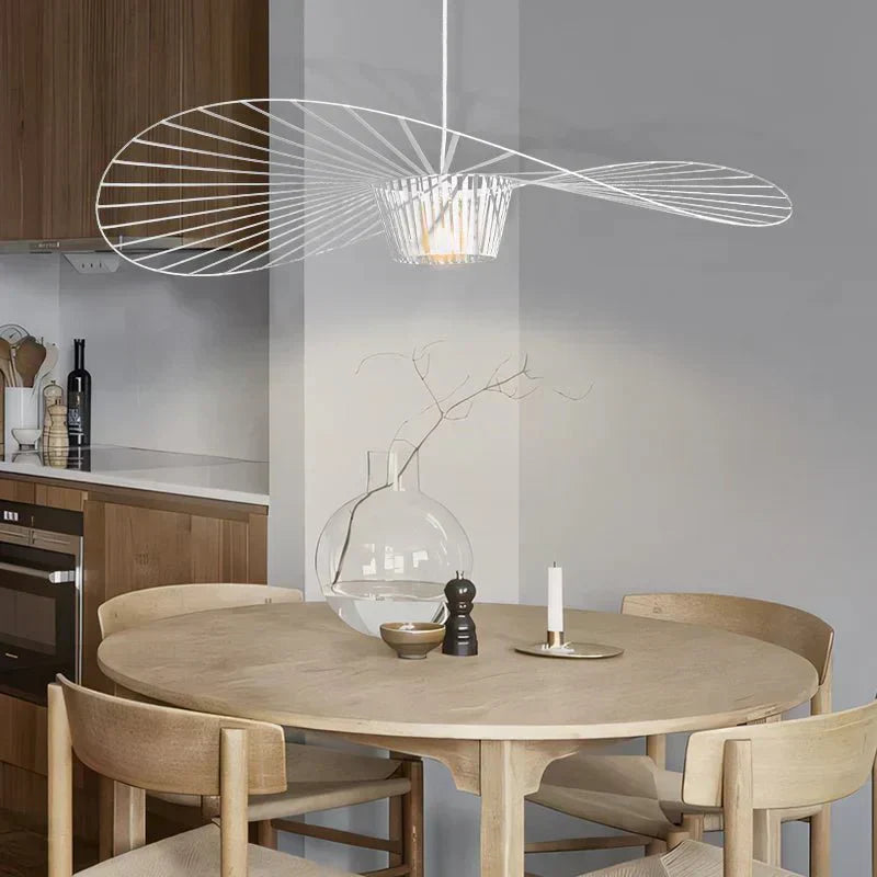 Hat-Shaped Ribbed Metal Pendant Light Fixture, 12 Inches | Temsk