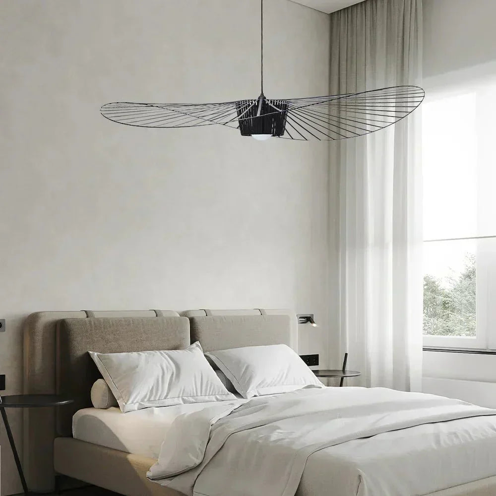 Hat-Shaped Ribbed Metal Pendant Light Fixture, 12 Inches | Temsk