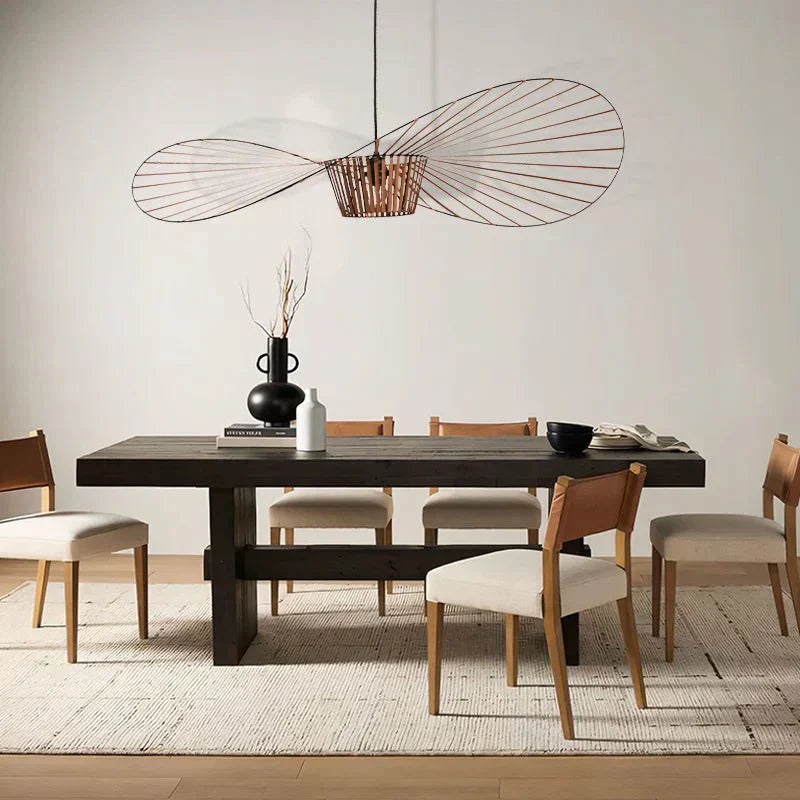 Hat-Shaped Ribbed Metal Pendant Light Fixture, 12 Inches | Temsk