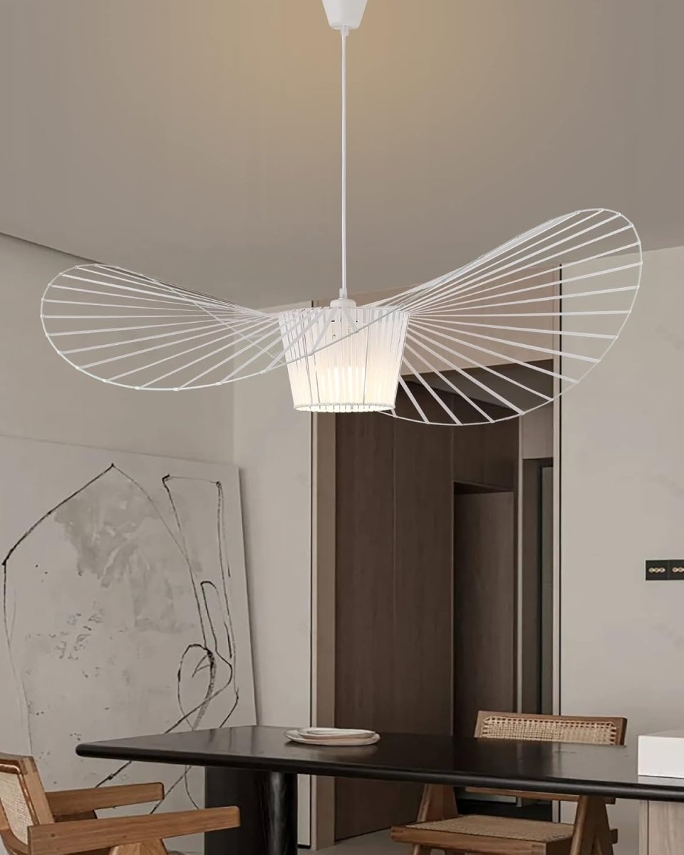 Hat-Shaped Ribbed Metal Pendant Light Fixture, 12 Inches | Temsk