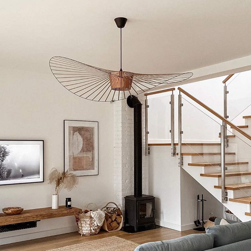 Hat-Shaped Ribbed Metal Pendant Light Fixture, 12 Inches | Temsk