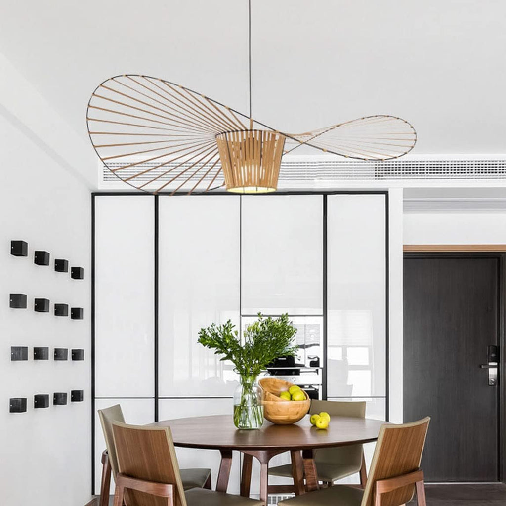 Hat-Shaped Ribbed Metal Pendant Light Fixture, 12 Inches | Temsk