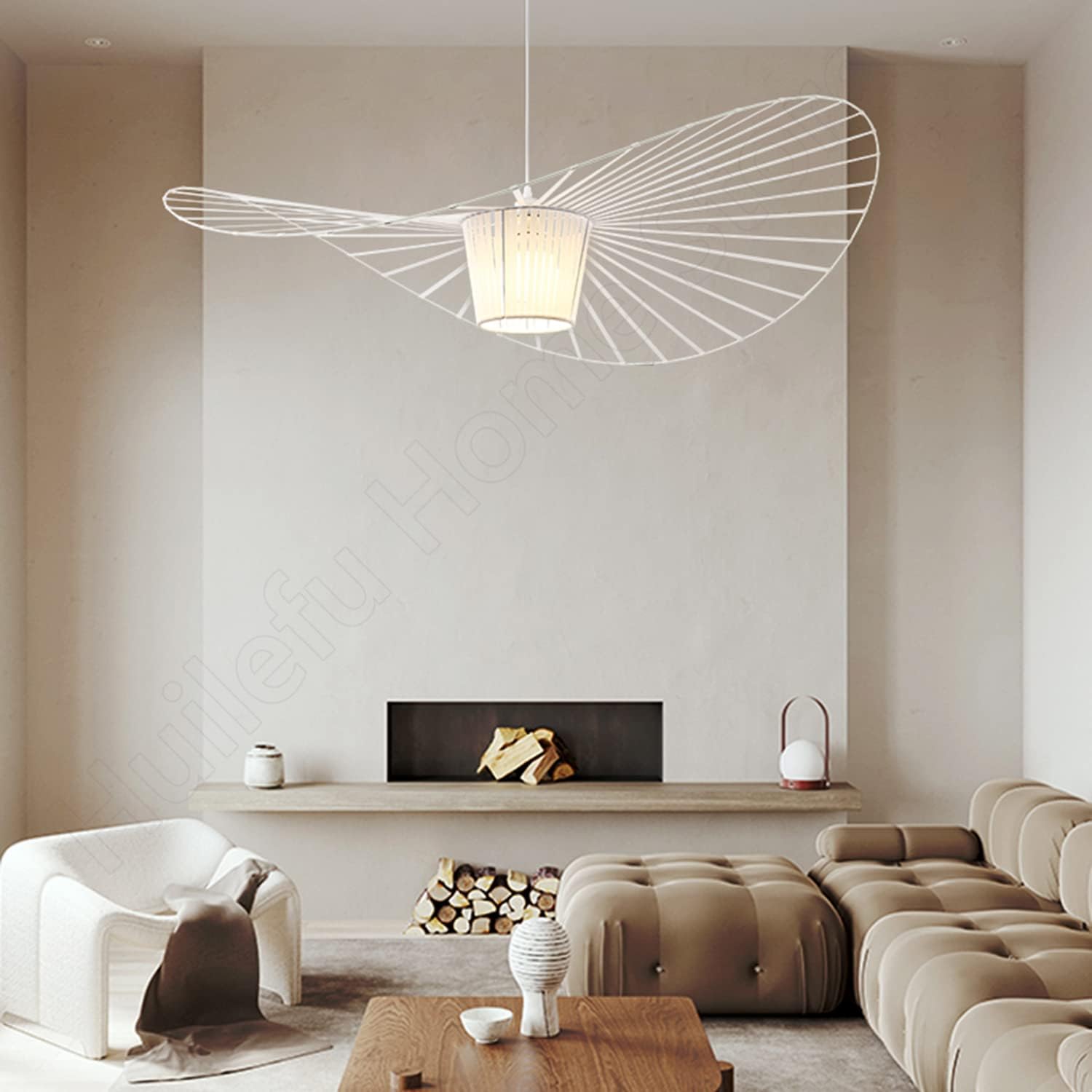 Hat-Shaped Ribbed Metal Pendant Light Fixture, 12 Inches | Temsk