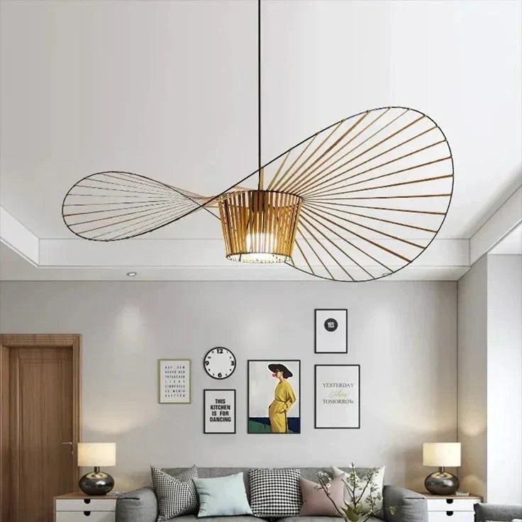 Hat-Shaped Ribbed Metal Pendant Light Fixture, 12 Inches | Temsk