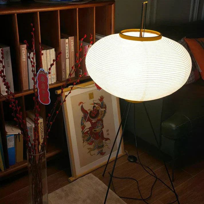 Rice Paper Floor Lamp With Sculptural Japanese Style Shade | Temsk