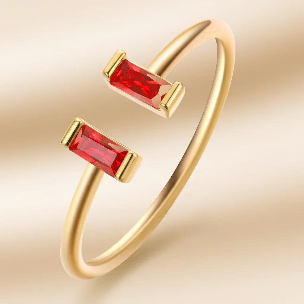 Adjustable Birthstone Ring In Gold With Cubic Zirconia Mother's Day Gift | Temsk