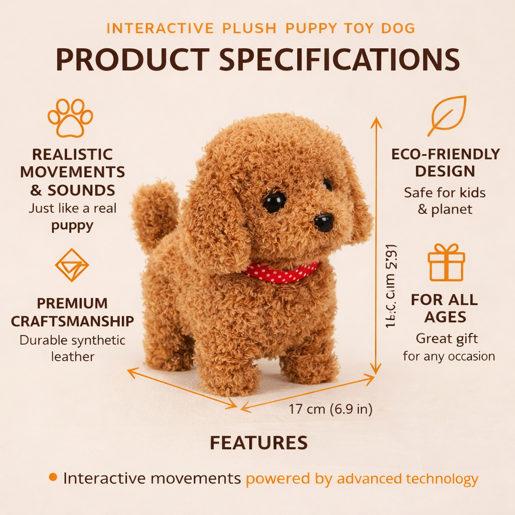 Robot Dog Plush Interactive Realistic Walking Toy For Kids | Temsk