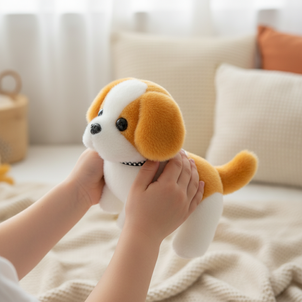 Interactive Robot Dog Plush Puppy Toy With Motion And Barking | Temsk