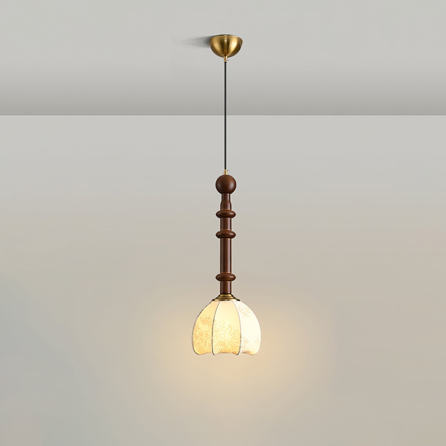 VeroLume Italian Style Pendant Lamp With Warm Glass Shade | Snurv | Temsk