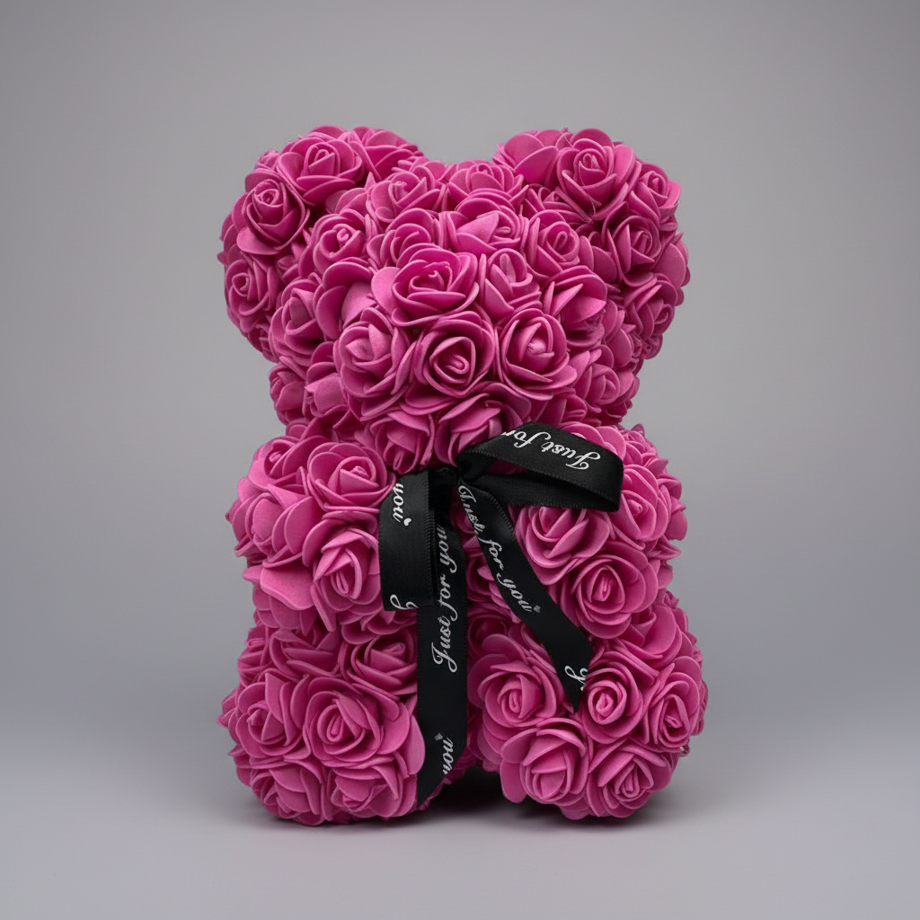 Rose Bear Gift For Mother's Day With Artificial Flower Teddy Decor | Temsk