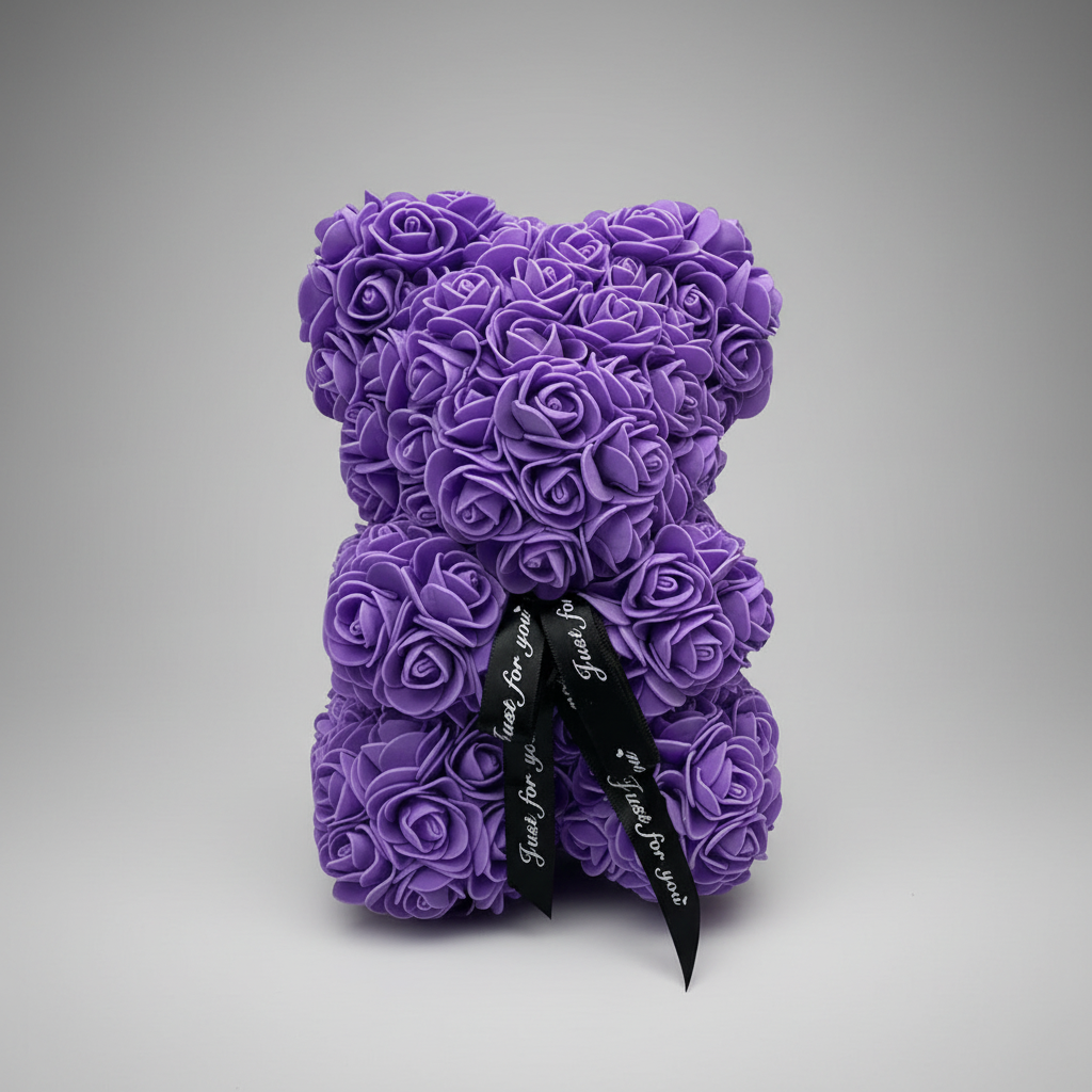 Rose Bear Gift For Mother's Day With Artificial Flower Teddy Decor | Temsk