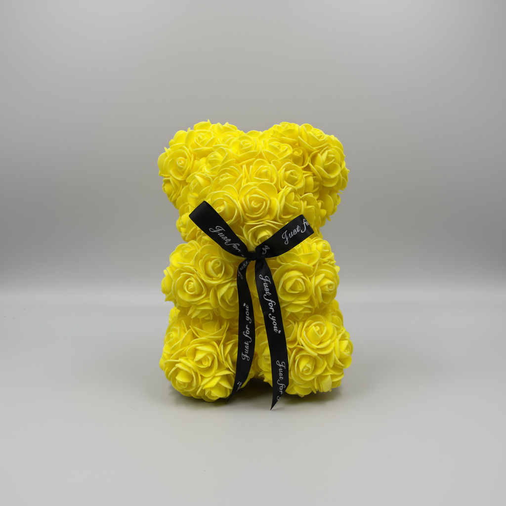Rose Bear Gift For Mother's Day With Artificial Flower Teddy Decor | Temsk