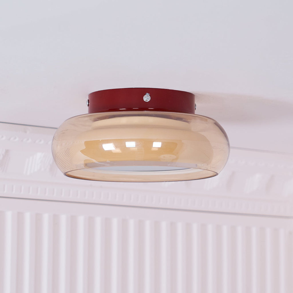 June Vintage Glas-Deckenleuchte mit LED-Aufbauleuchte | Temsk