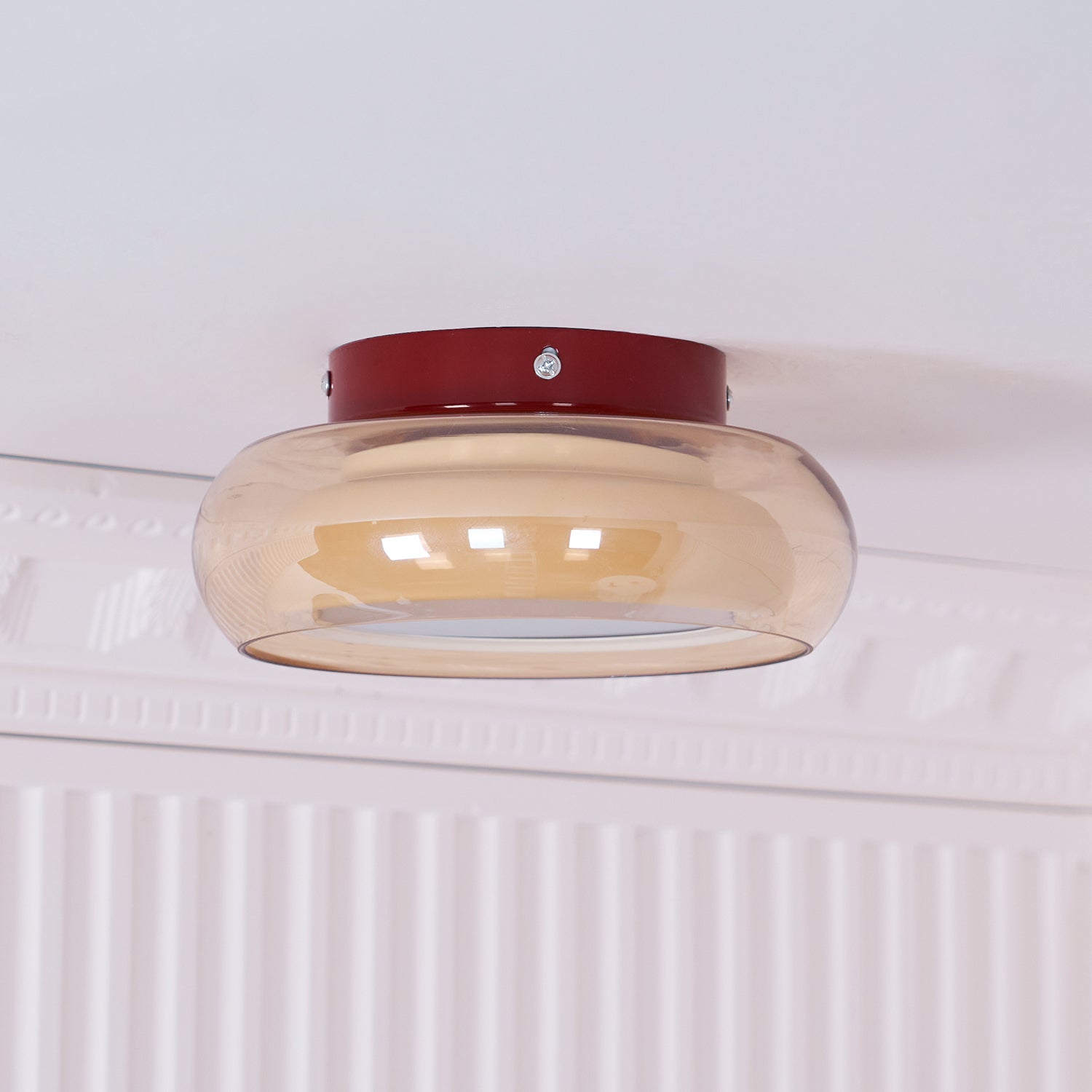 June Vintage Glas-Deckenleuchte mit LED-Aufbauleuchte | Temsk
