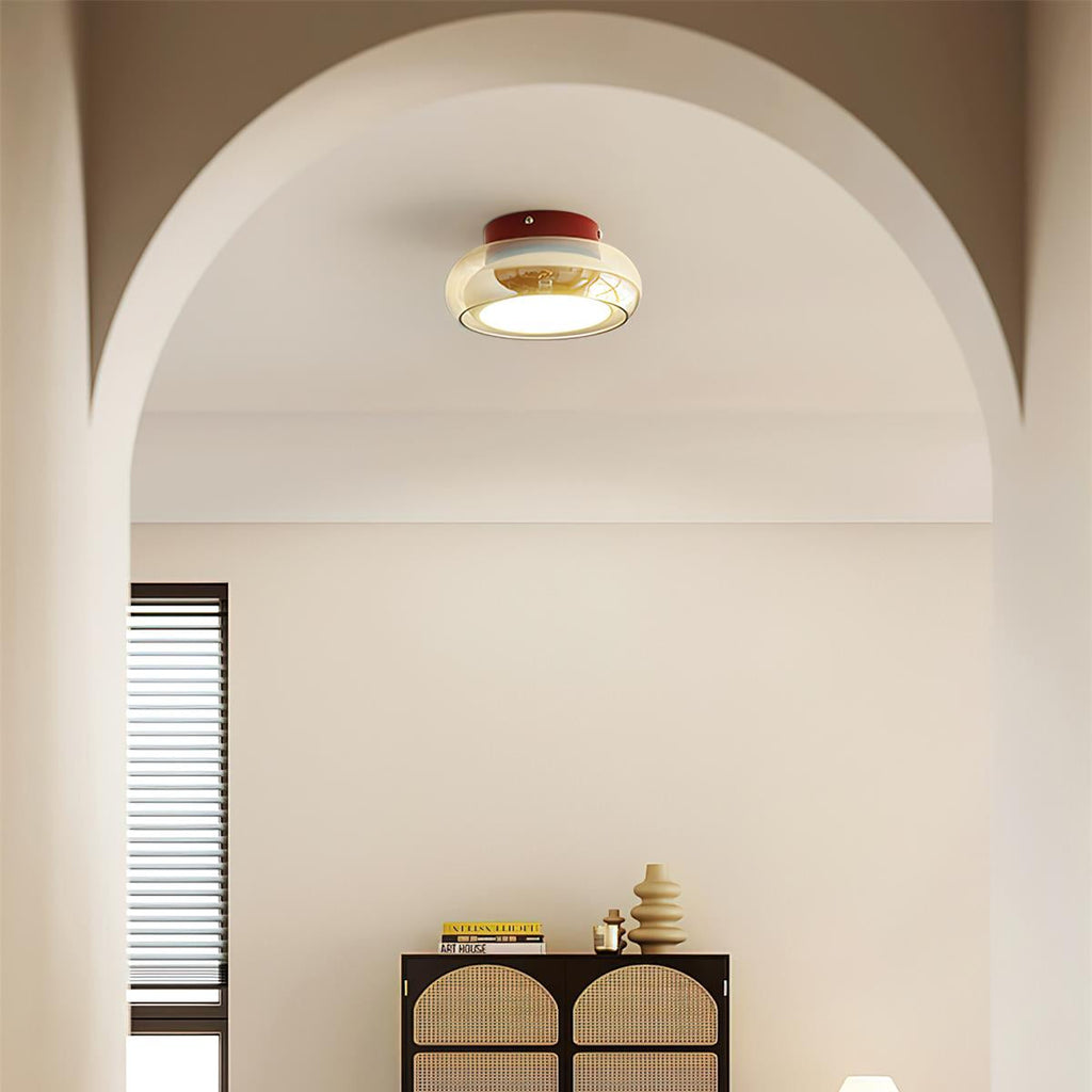 June Vintage Glas-Deckenleuchte mit LED-Aufbauleuchte | Temsk