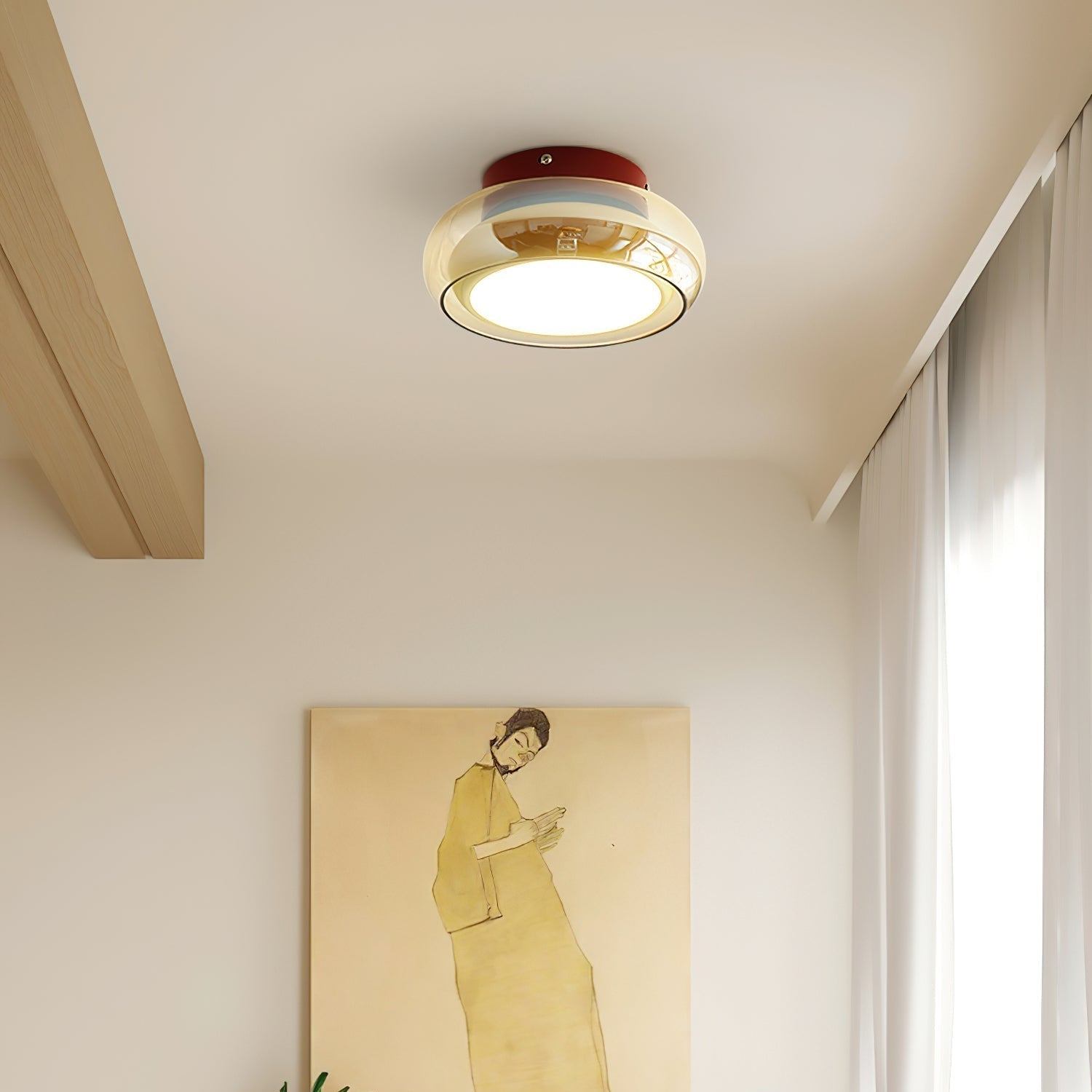 June Vintage Glas-Deckenleuchte mit LED-Aufbauleuchte | Temsk