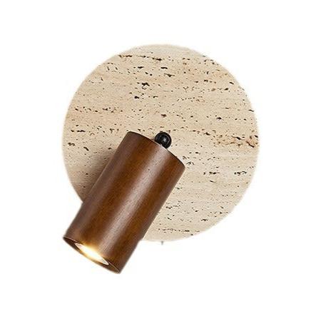 Rotatable LED Wall Sconce With Travertine And Wood Finish, 1-Light | Temsk