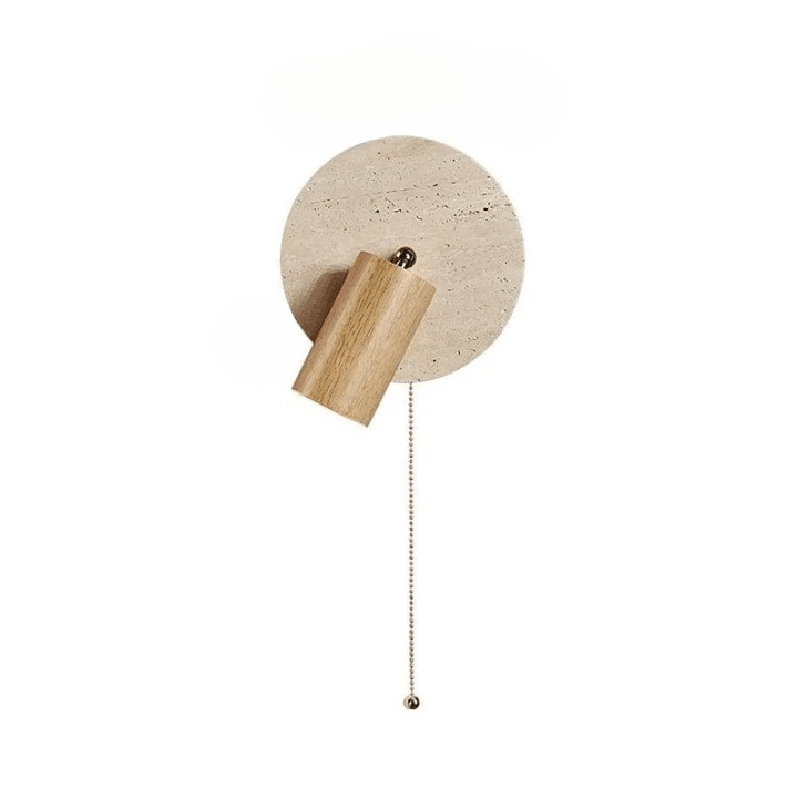 Rotatable LED Wall Sconce With Travertine And Wood Finish, 1-Light | Temsk