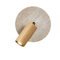 Rotatable LED Wall Sconce With Travertine And Wood Finish, 1-Light | Temsk