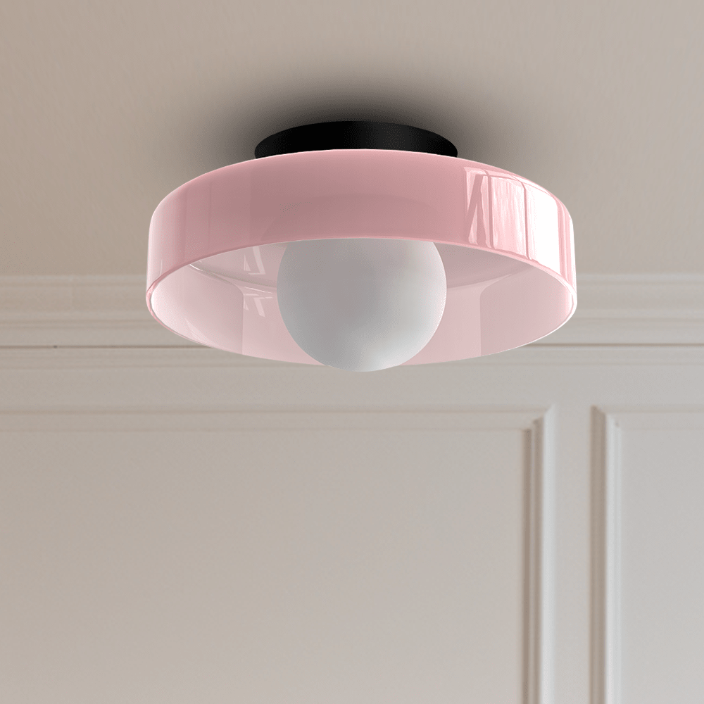 12-Inch Round Glass Shade Flush Mount Ceiling Light | Temsk