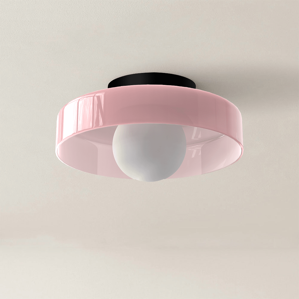 12-Inch Round Glass Shade Flush Mount Ceiling Light | Temsk