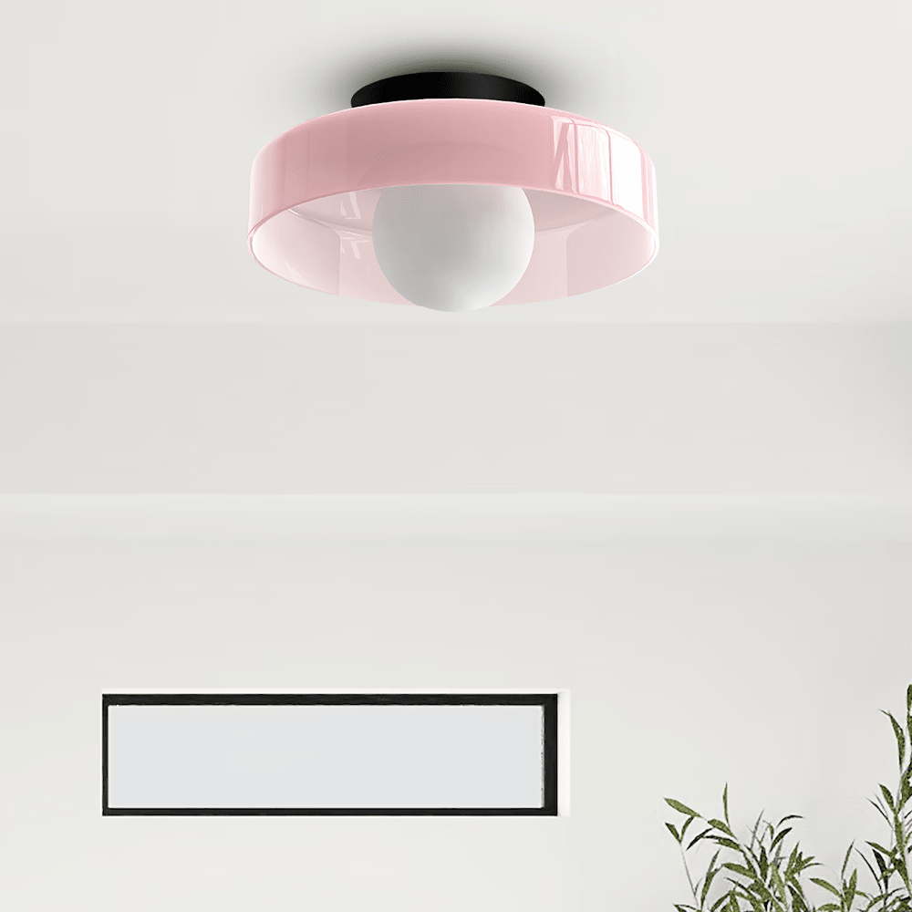 12-Inch Round Glass Shade Flush Mount Ceiling Light | Temsk