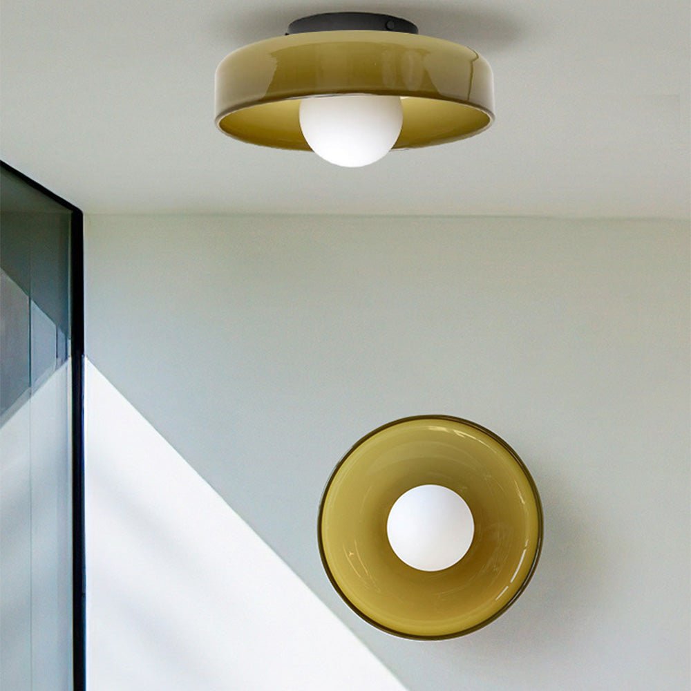 12-Inch Round Glass Shade Flush Mount Ceiling Light | Temsk