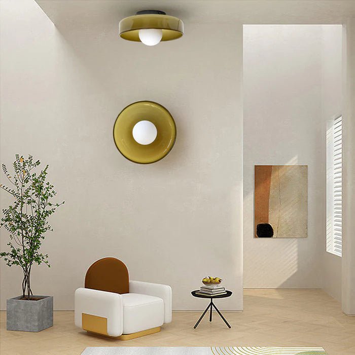 12-Inch Round Glass Shade Flush Mount Ceiling Light | Temsk