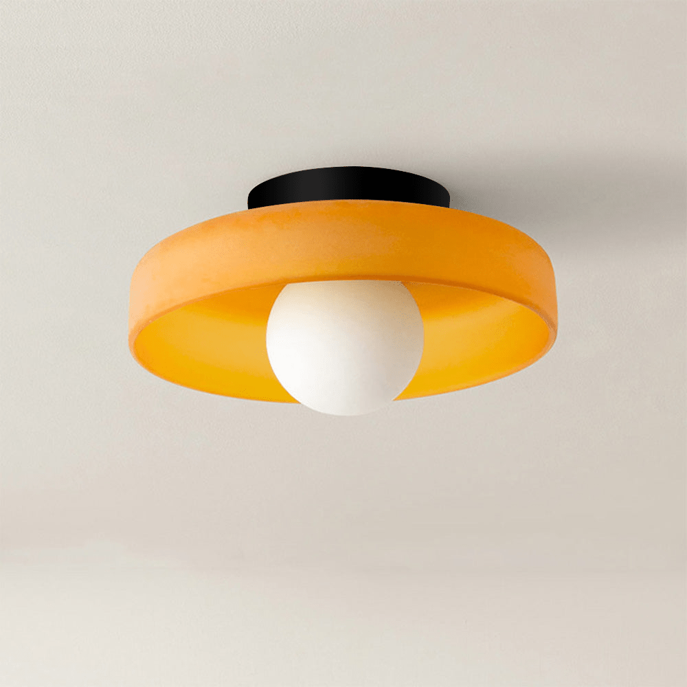 12-Inch Round Glass Shade Flush Mount Ceiling Light | Temsk