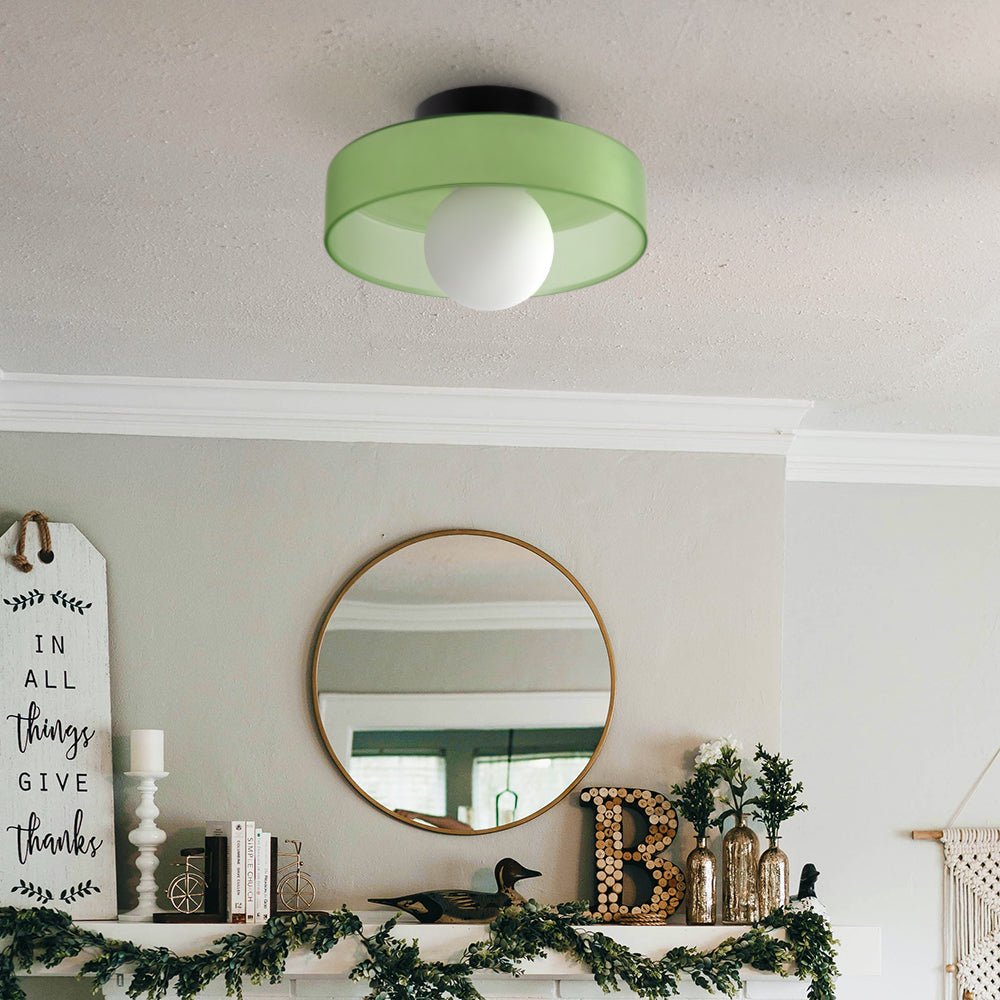 12-Inch Round Glass Shade Flush Mount Ceiling Light | Temsk