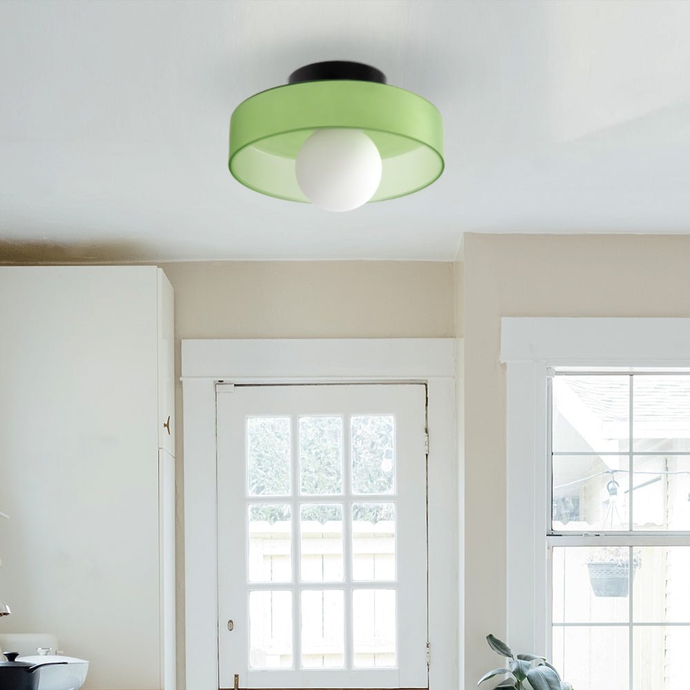 12-Inch Round Glass Shade Flush Mount Ceiling Light | Temsk
