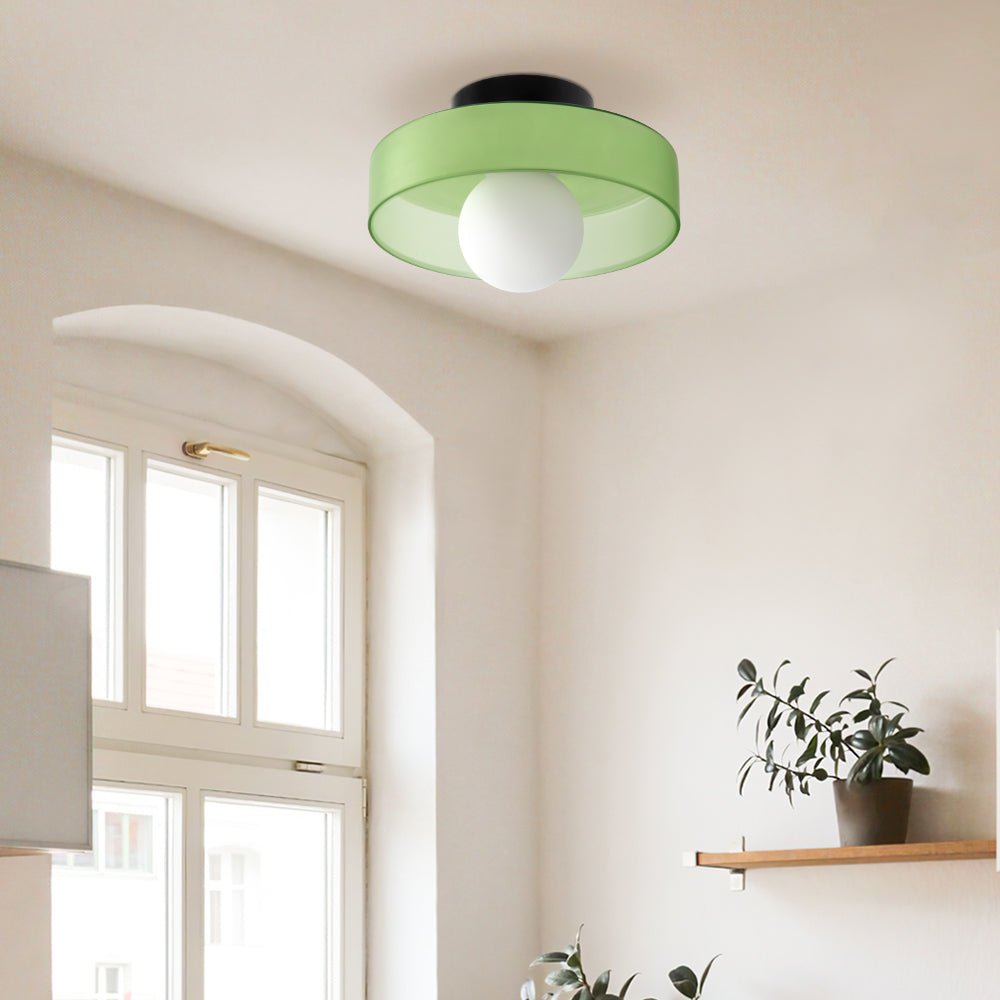 12-Inch Round Glass Shade Flush Mount Ceiling Light | Temsk