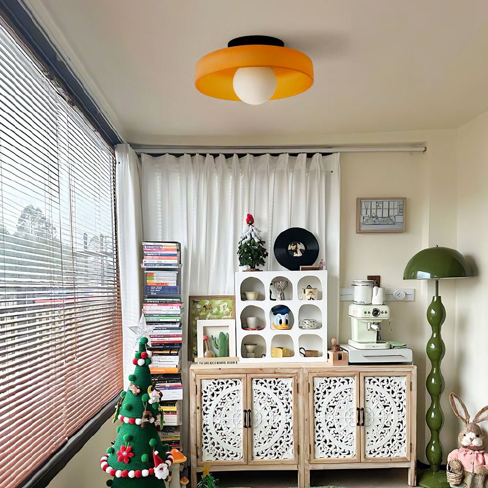 12-Inch Round Glass Shade Flush Mount Ceiling Light | Temsk